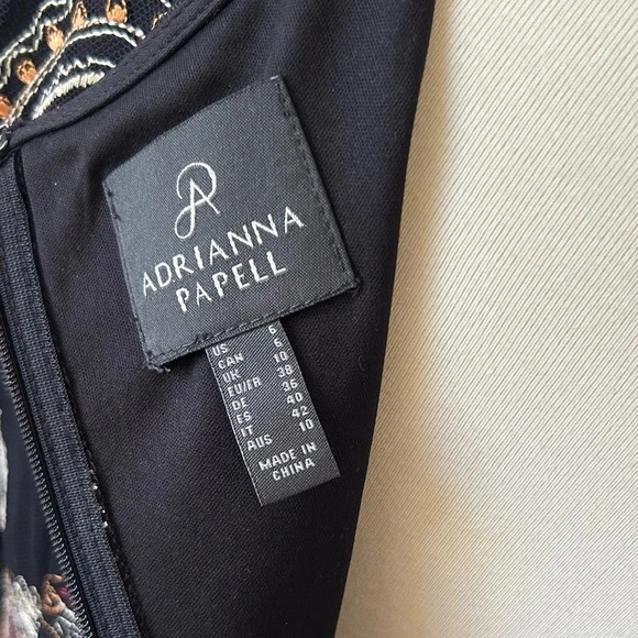 Adrianna Papell Black Embroidered Sheath Dress Size 6 - Picture 8 of 10